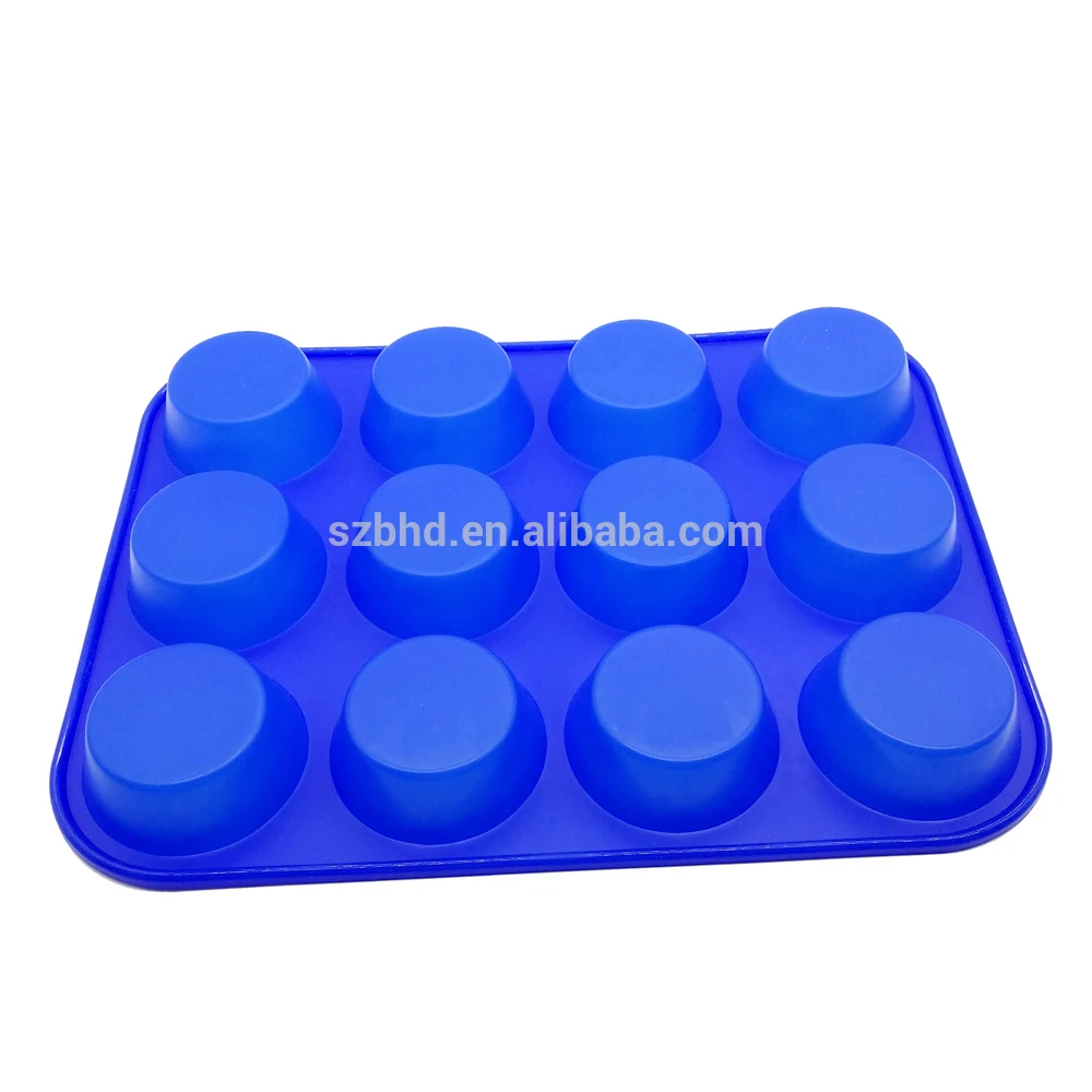 Premium 12 Cups Round Silicone Muffin Cake Loaf Baking Pan Silicone Non