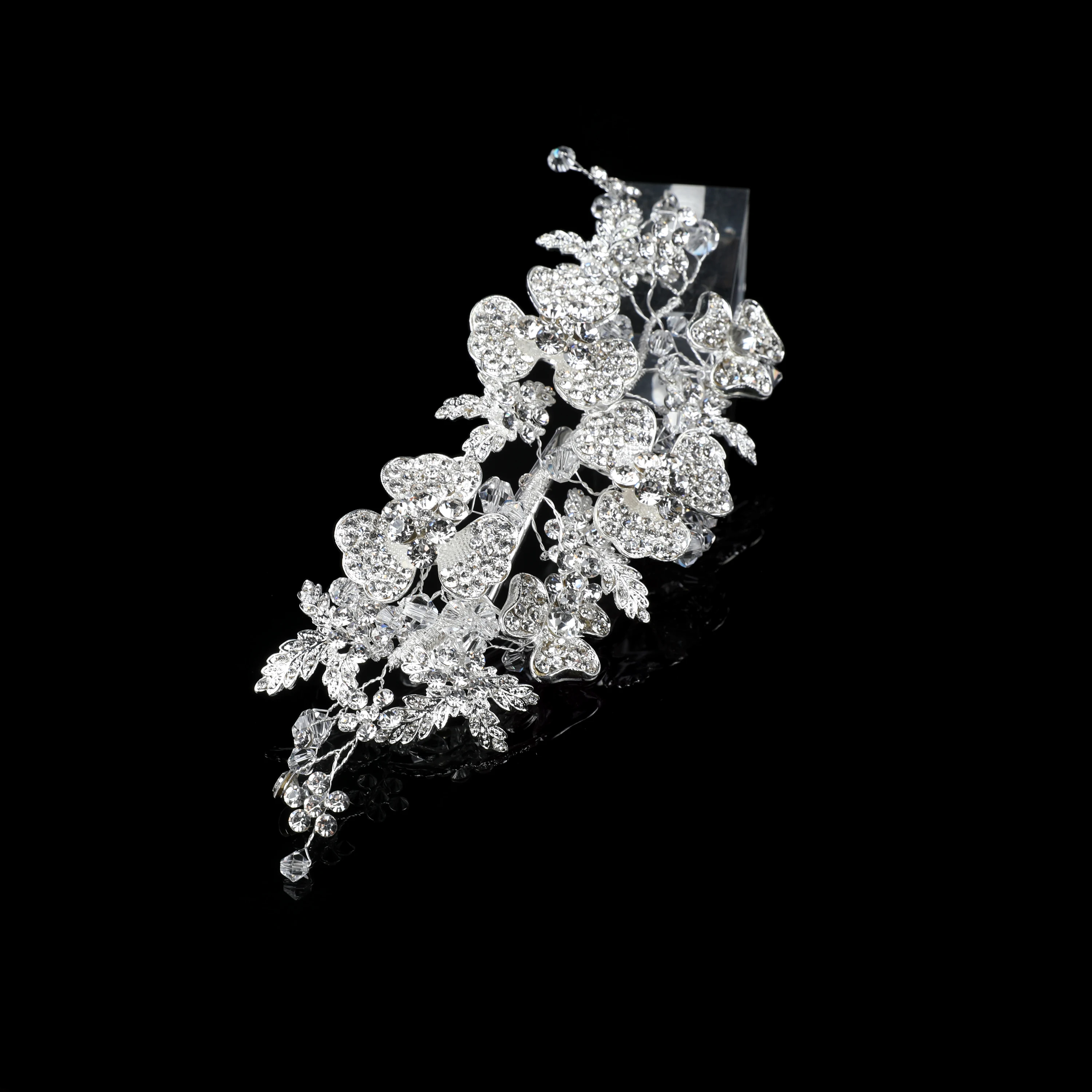 wholesale hair accessories rhinestone flower pearl handmade custom  headpiece bridal wedding crystal tiara