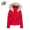 Simple thicker pure pink winter zip down windproof women coat
