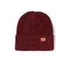 Crochet Cable Knit Beanie Hat Girls Winter Cap Plain Beanie With Custom Leather Tags