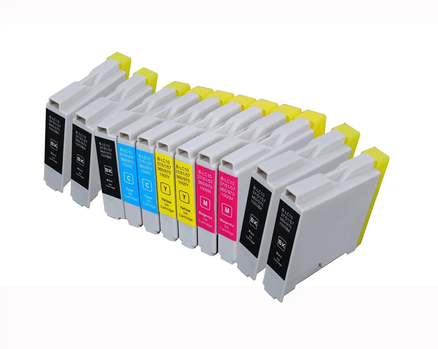 Inkcool 10-pack LC51 LC10 LC37 LC57 LC970 LC1000 LC960B 2480,IntelliFax-2580C,Fax-1460,Fax-1560 Compatible ink cartridges for Brother IntelliFax-1360,IntelliFax-1860C,IntelliFax-1960C,IntelliFax 4B,2C,2M,2Y
