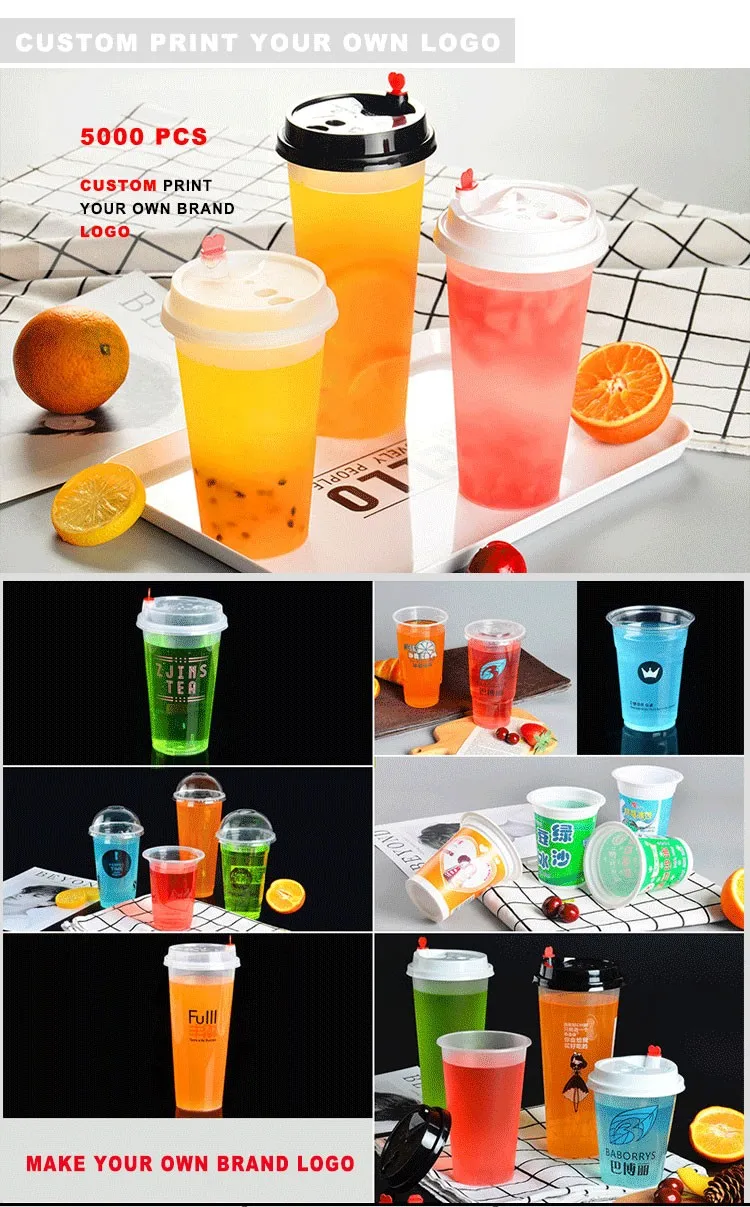 20 Oz 600ml Disposable Frosted Plastic Smoothie Pp Cups With Flat Lid