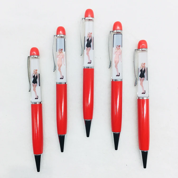 Novelty Plastic Naked Woman Pen Promo Liquid Filled Unrobe Lady Sex Pen Custom Undress Girls
