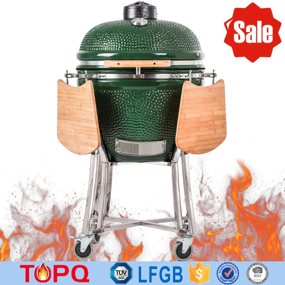 Grande Taille Ovale En Forme De Charbon De Bois BARBECUE Topq 25 grande Céramique Verte Charbon De Bois Forme Ovale