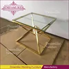 hot sale gold stainless steel frame clear glass top corner coffee table
