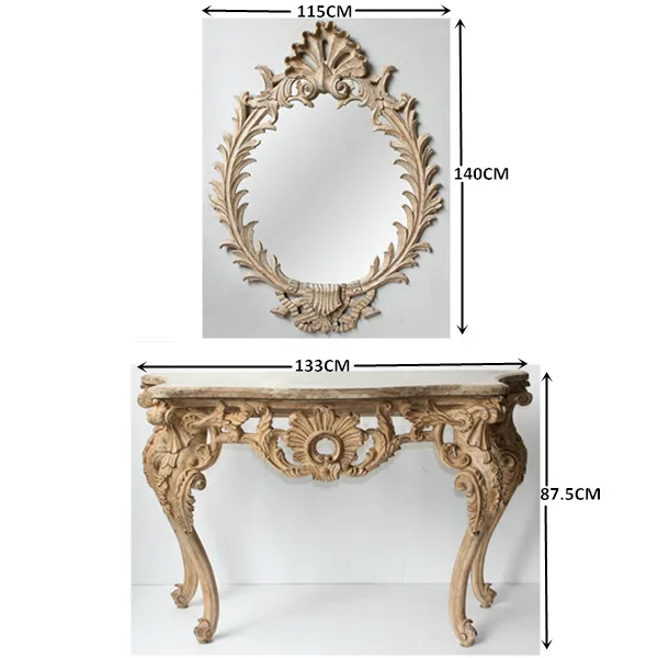 Classic French Antique Living Room Furniture Console With Mirror