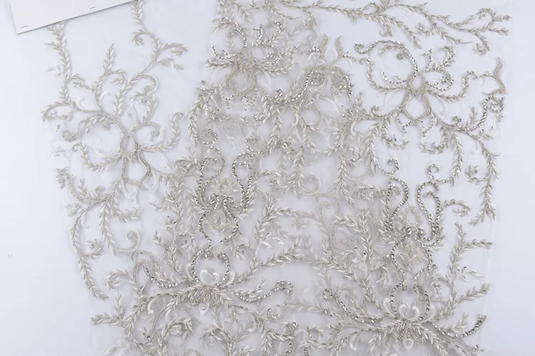 New Arrival Handwork Crystal Bridal Mesh Tulle Fabric With Sequins