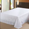 Customized single double queen king white stripe cotton hotel bed sheet flat sheet fitted sheet set