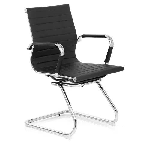 no wheel PU leather bow metal frame meeting conference room computer chair