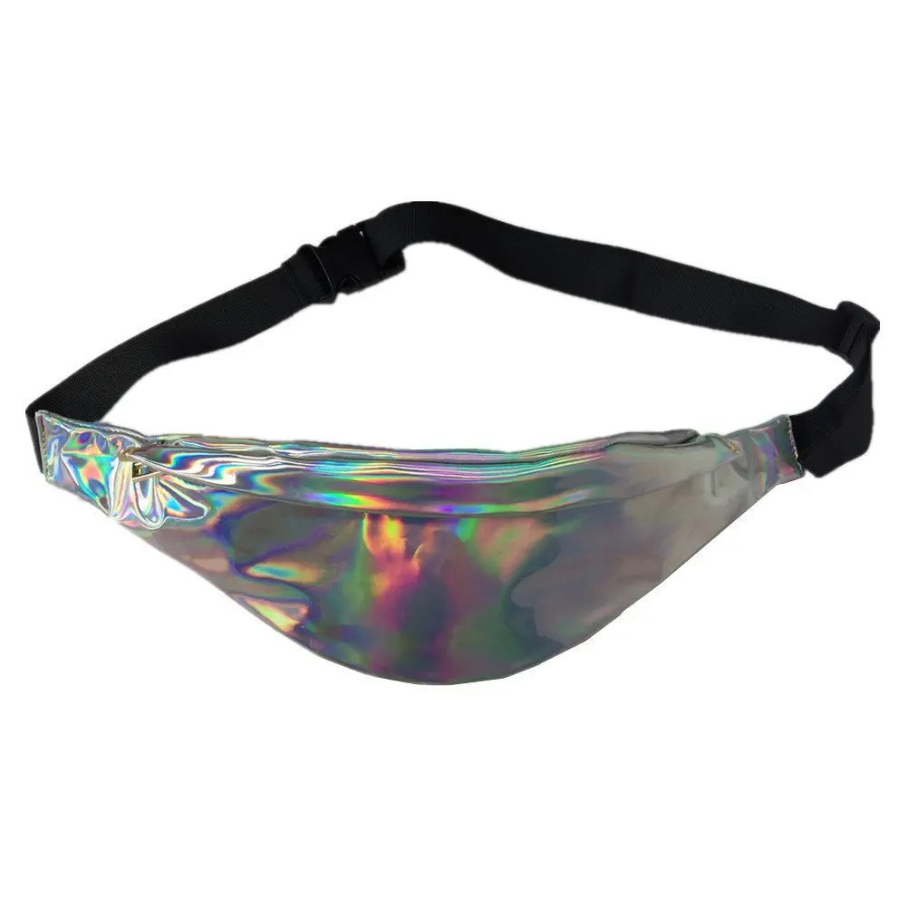 Andear Holographic Soft PU Leather Waist Bag Waterproof Fanny Pack Sports Hiking Running Belt