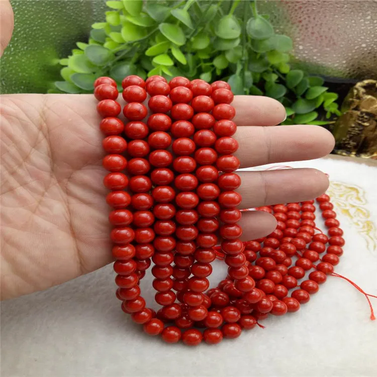 Wholesale Red Coral Stone Flat Acupuncture 49x5mm loose beads fs00102 