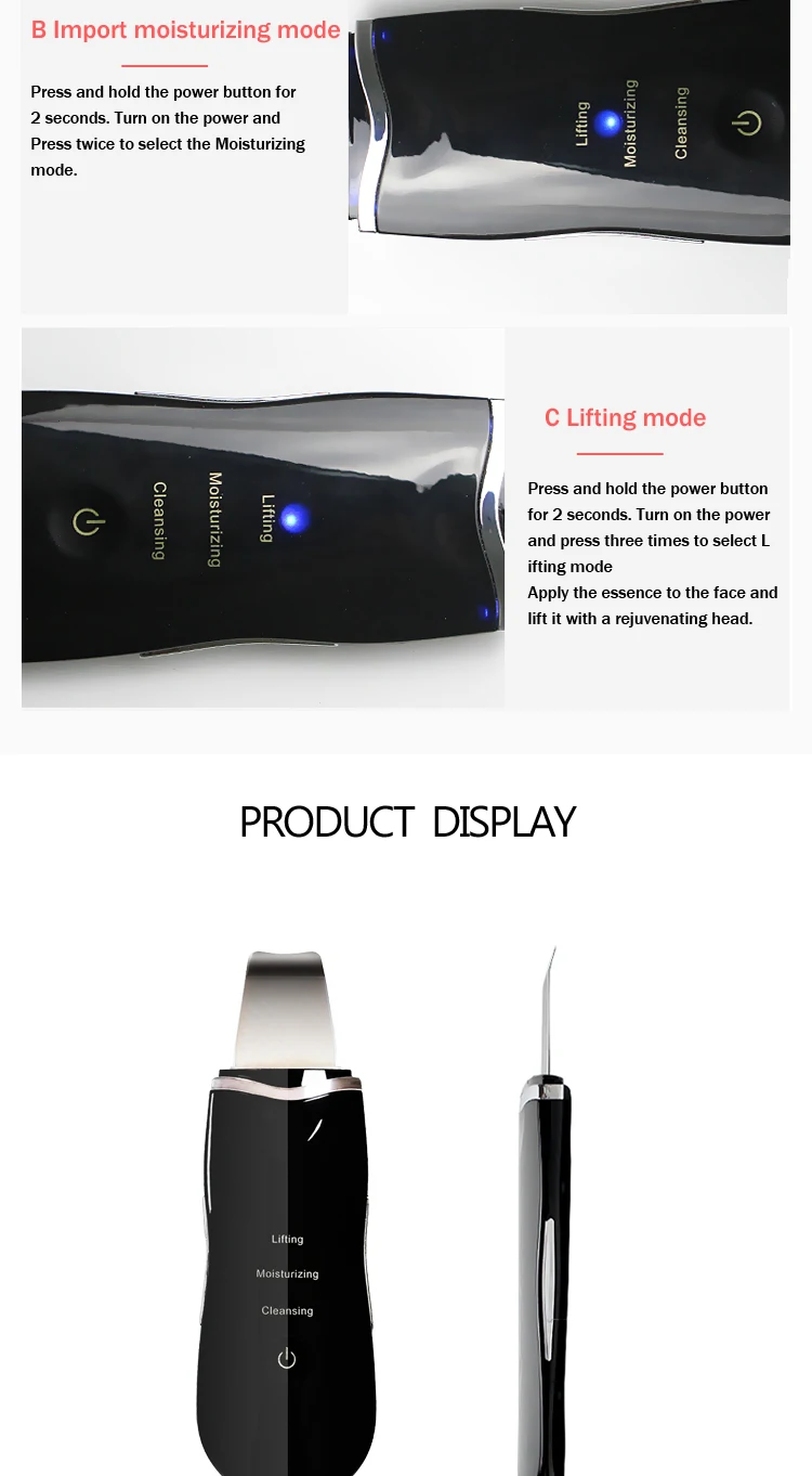 wholesale alibaba Face Collagen Acne Clearing ultrasonic Shovel skin cleaner Clean the Skin Remove scrubber Beauty Equip