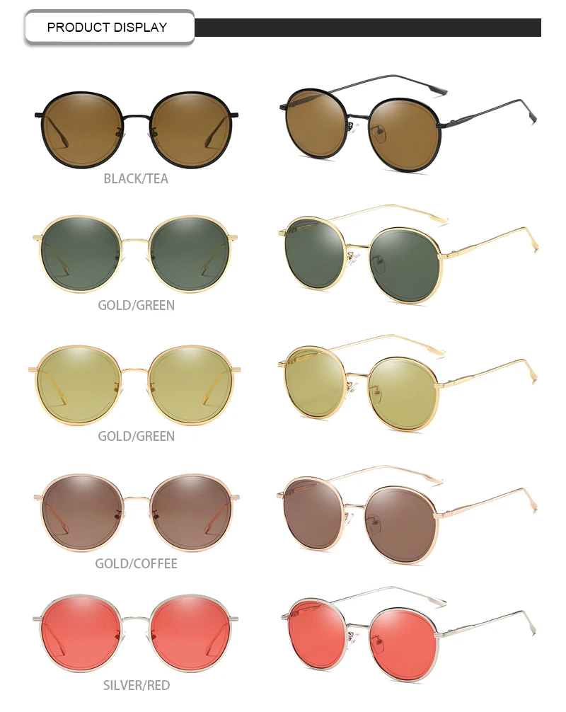 Classic female male unisex sun glasses round frame custom sunglasses