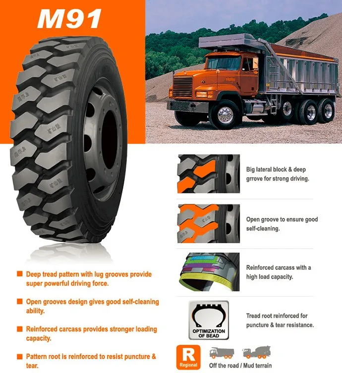 M91 Off The Road Mining Truck Tires With 9.00r20 10.00r20 11.00r20 12