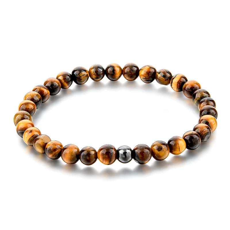 Tiger Eye Stone Bead Bracelet With Silver Plated Charm - Buy Bead ...