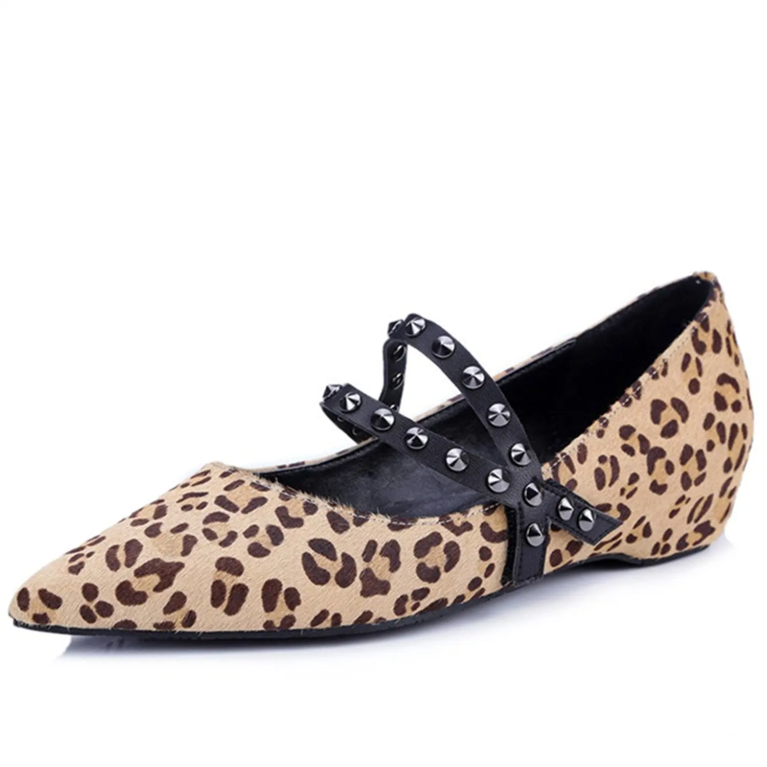 leather leopard flats