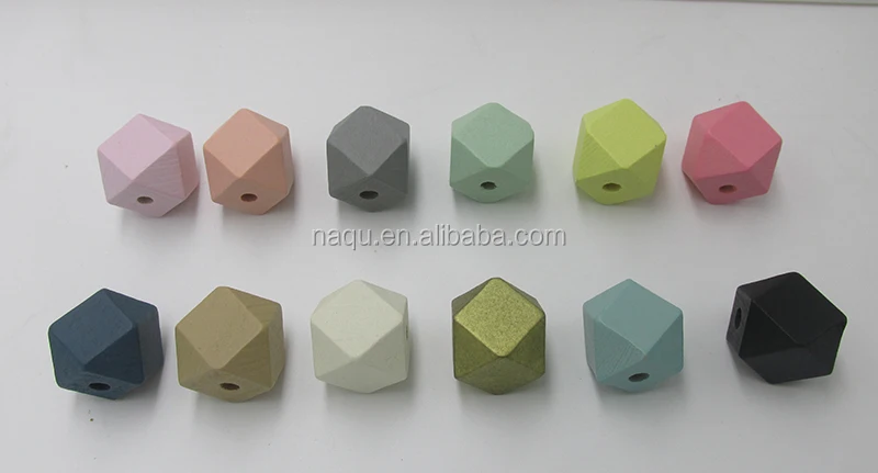 Factory Price 20mm Pastel Geometric wood Beads