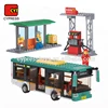 good design kids construction building blocks plastic bus station toy for wholesale