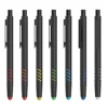 Aluminum matte black thin click metal ballpoint pen logo engraved with stylus for touch screen