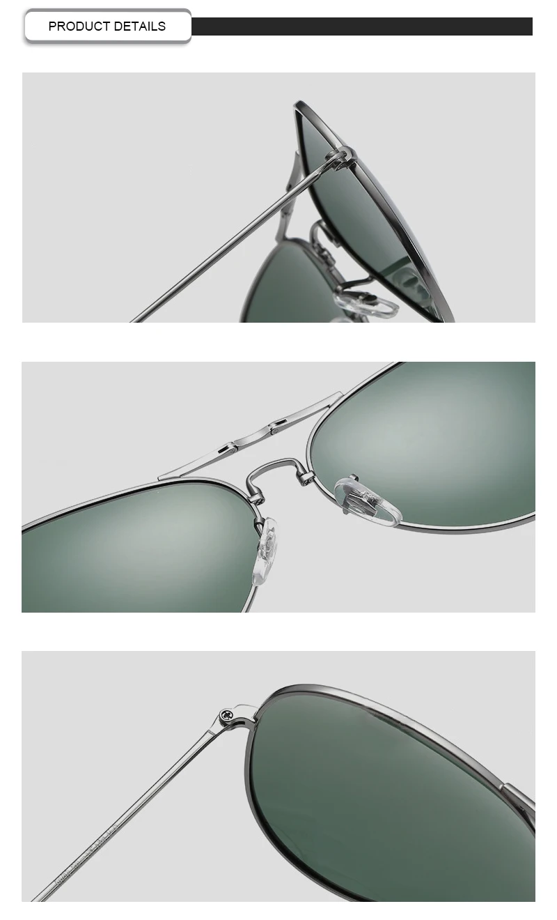 Fashion Metal Material TAC Polarized Foldable Pilot Men Women Eyewear