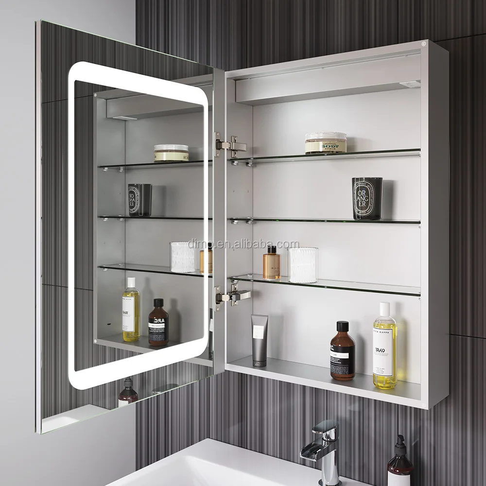 Commercial Fog Free Bathroom Illuminated Mirror Cabinet With Soft Closing Hinge Doors