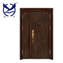 باب من الفولاذ المقاوم للصدأ لون خشبي من الدرجة الأولى الأمن مزدوج عادي باب باتن باب الحديد الرئيسي