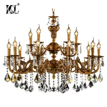 Large Brass Color Crystal Chandelier Lamp Colored
