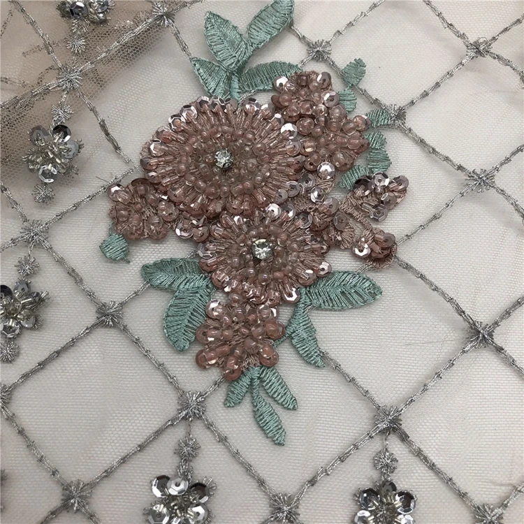 Hlsd197 Beaded Hand Embroidery Designs Sequins Cord Lace Fabric Embroidery Beads,Luxury Beaded