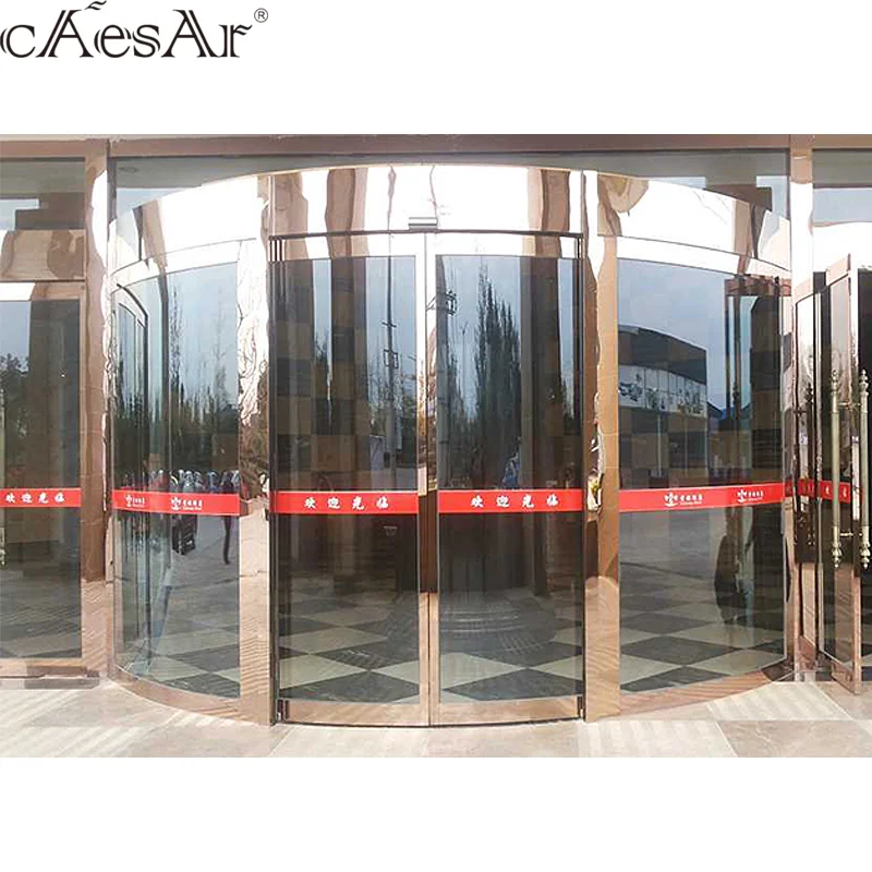 Caesar Hotel Entrance Automatic Curved Double Glass Sliding Door