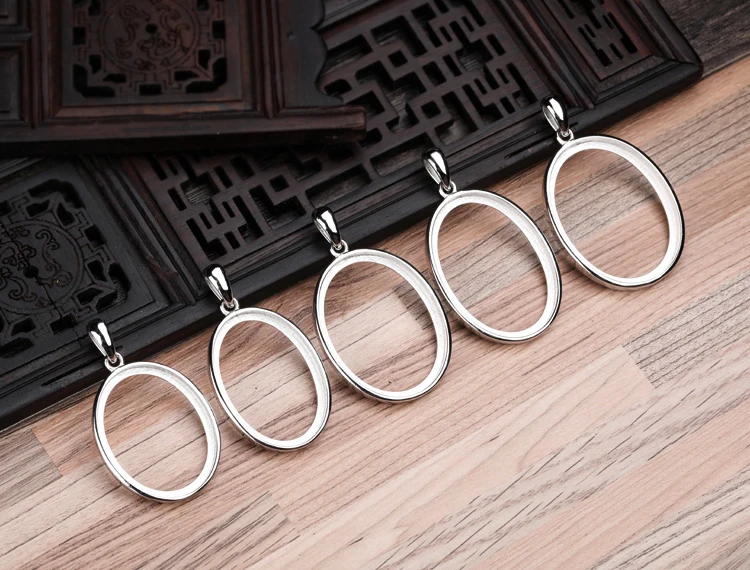 100 Sterlingsilverpendant Blank With Oval Cabochon Base For Man