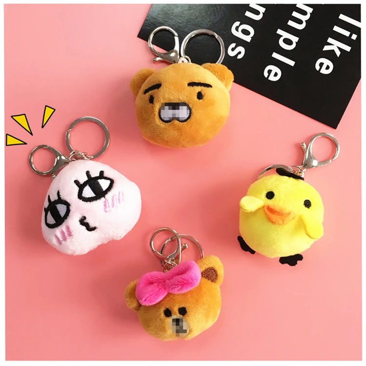 Korean Style Cute Pink Keychain Cartoon Animal Plush Pendant Girl