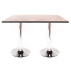 Two legs melamine dining table with iron plating round base for sale