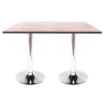 Two Legs Melamine Dining Table With Iron Plating Round Base For