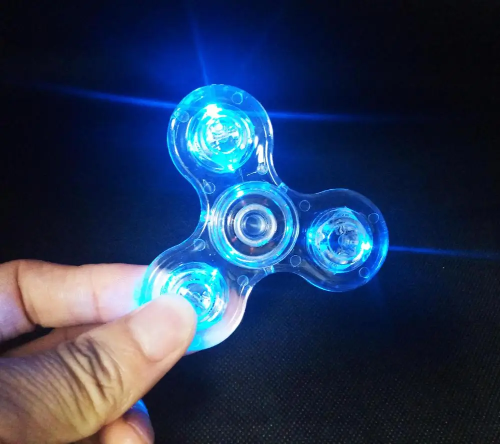 Clear Flash Light Edc Fidget Tri Spinner Cheap Price Light Up Crystal