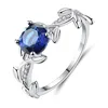 World Popular Alloy Ring Fashion Olive Leaf Blue Zircon Silver Plated Alloy Ring