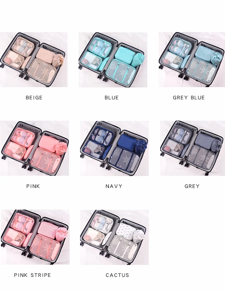 Promotional Packing Clothes 6 pieces Storage Organizer Travel Set Travel bag