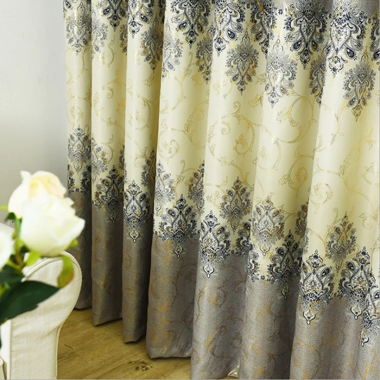DR1804C-008 Luxury high-end printed 100% polyester window curtain