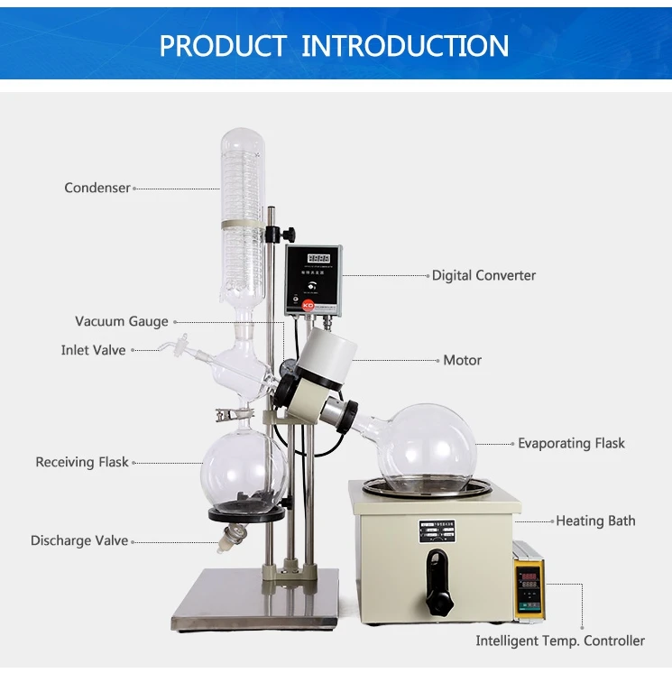 Laboratory & Industrial Glass Vacuum Flash Rotary Evaporator/ Rotovap Distillation