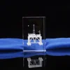 Hot Sell Architecture Crystal Insiding Carving Cube Glass Crafts Home Decor