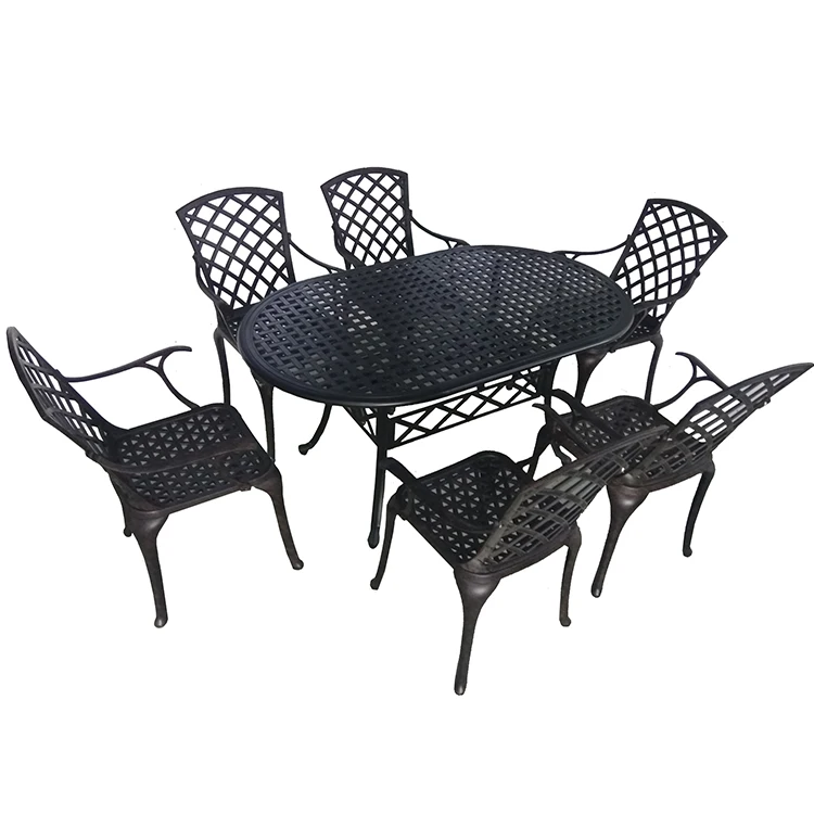 Outdoor Cast Aluminum Sofa Metal Frame Patio Furniture 9 Piece Set