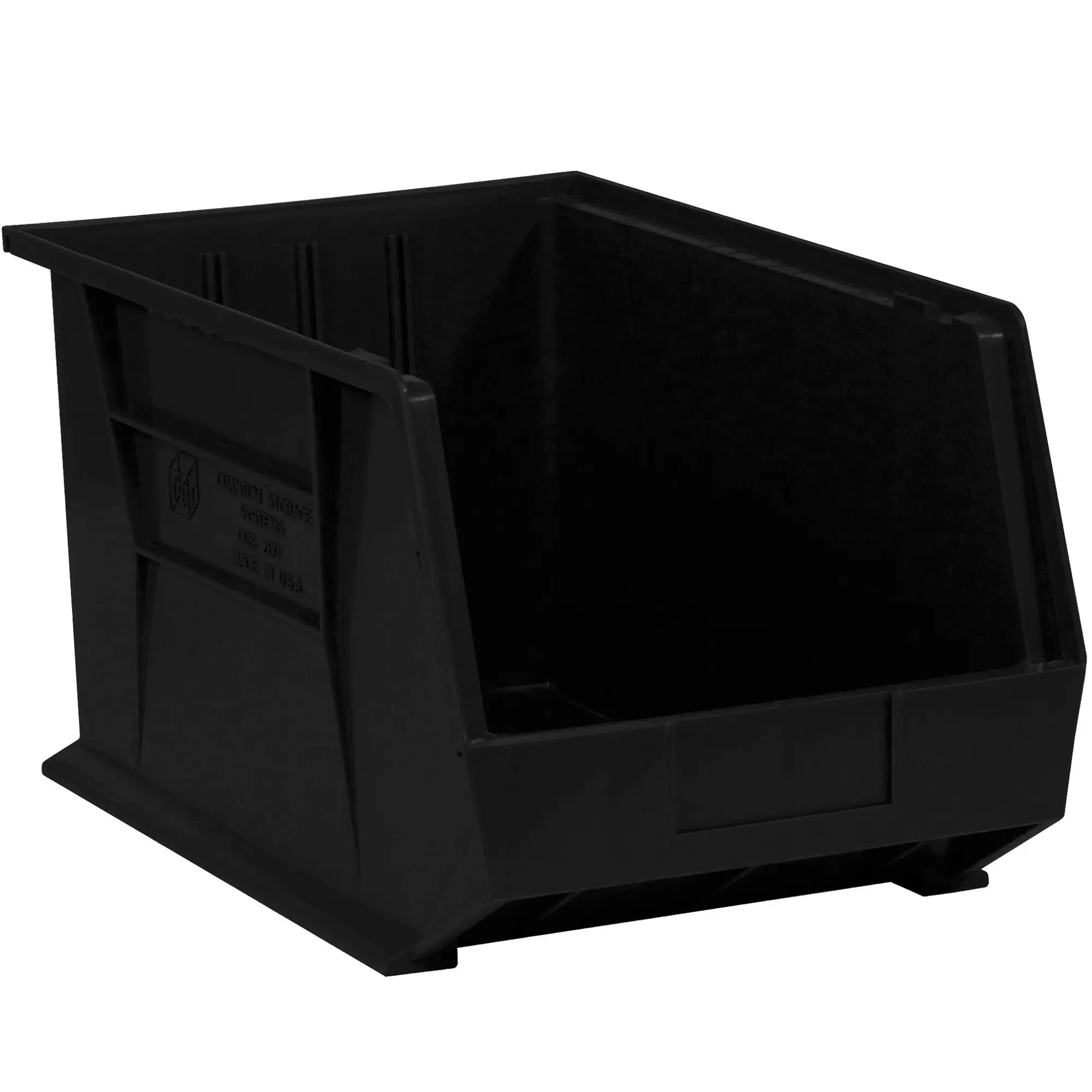 Aviditi BINP1087K Plastic Stack and Hang Bin Boxes, 10 3/4" x 8 1/4" x 7", Black (Pack of 6)