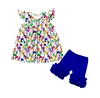 Boya Cute Flutter Sleeve Design Dress Adorable Kids Boot Cock Printing Girls Cotton Clothes