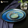 Blue And Black Glaze Porcelain Chinese Dinnerware Restaurant 13.5" 12" Platter Oval