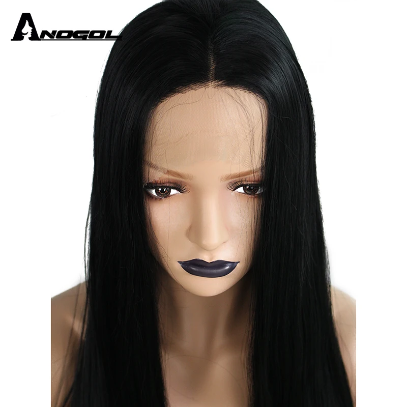 Anogol 40 Inches Black Straight Long Wig Synthetic Wig Brazilian Hair