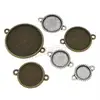 Zinc Alloy connector bezel tray connector setting Flat Round different size for choice 1/1 loop 924602