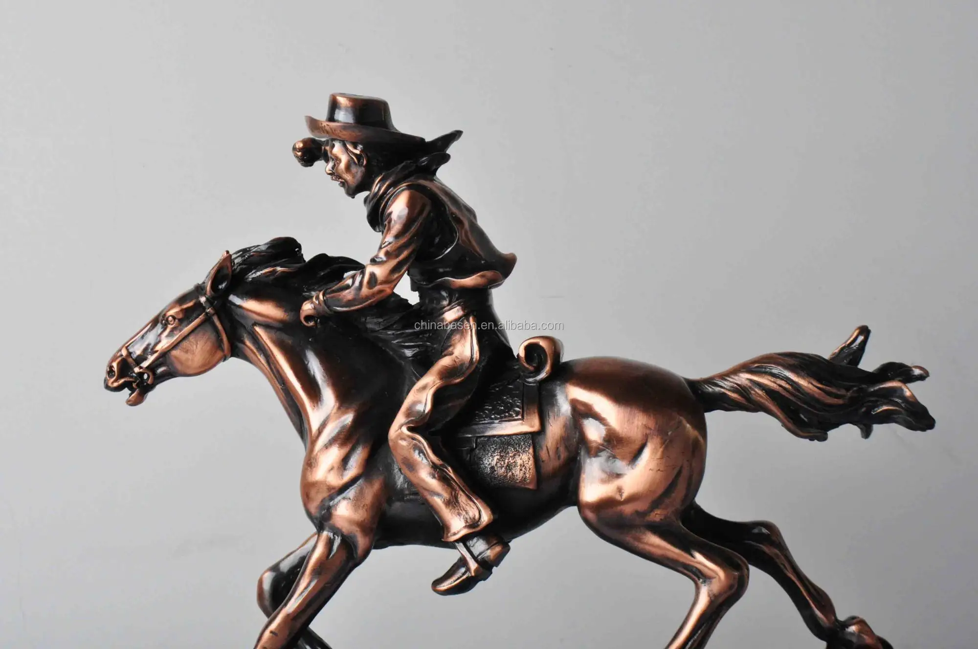 Bronze Western Crafts Resin Cowboy On Horse Statues Crafts Resin Cowboy On Horse Statues