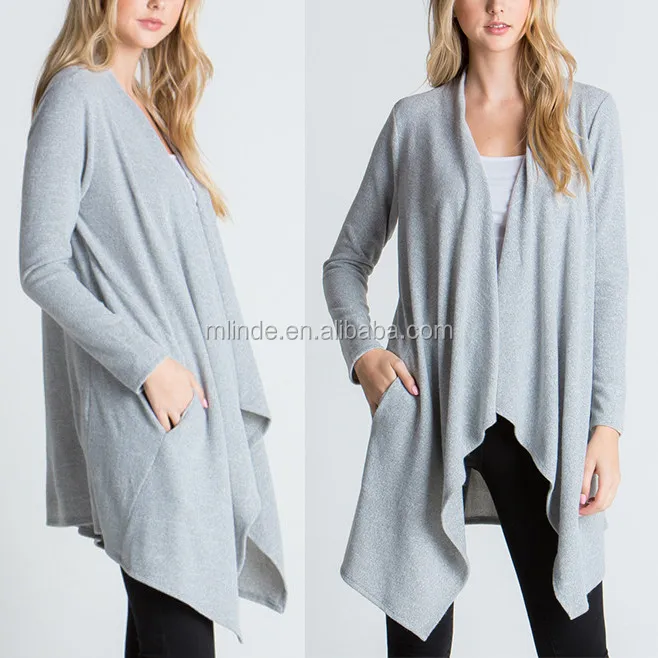 womens long gray cardigan