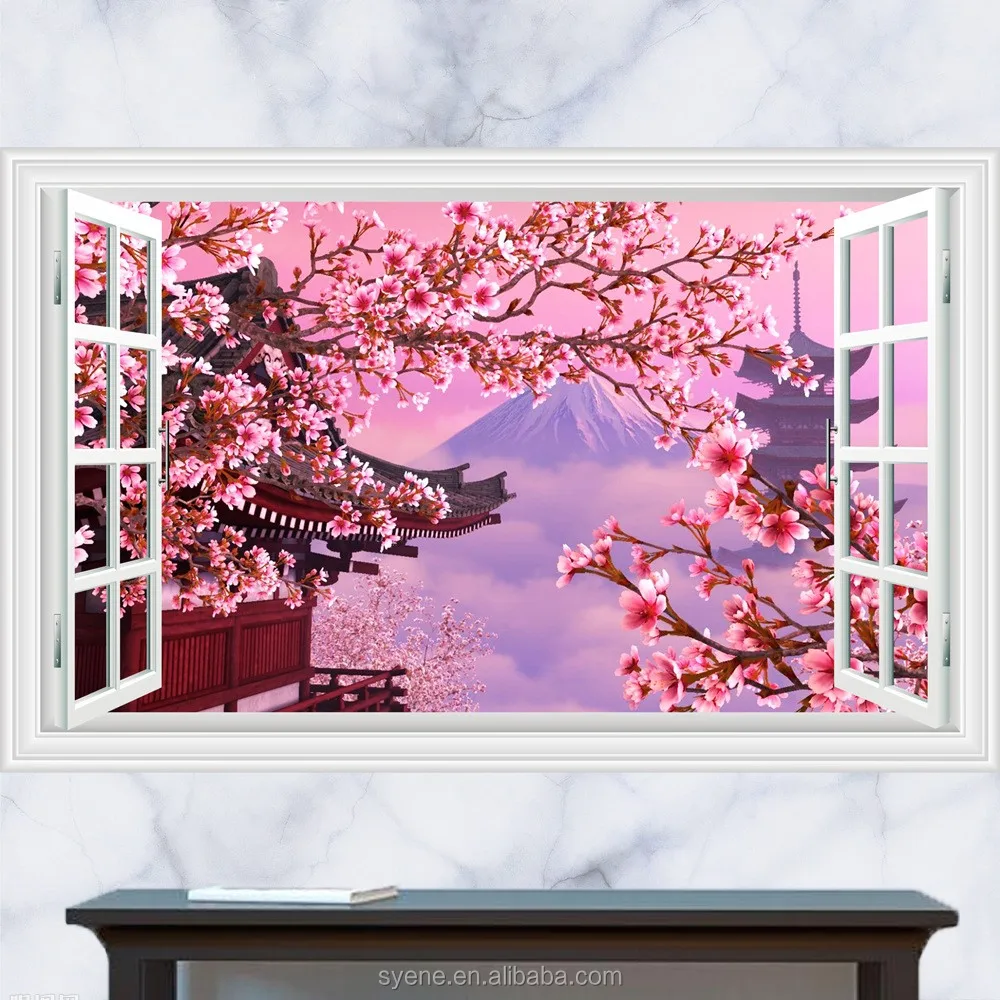 3d Bunga Sakura Yang Indah Pemandangan Vinyl Dinding Decal Stiker