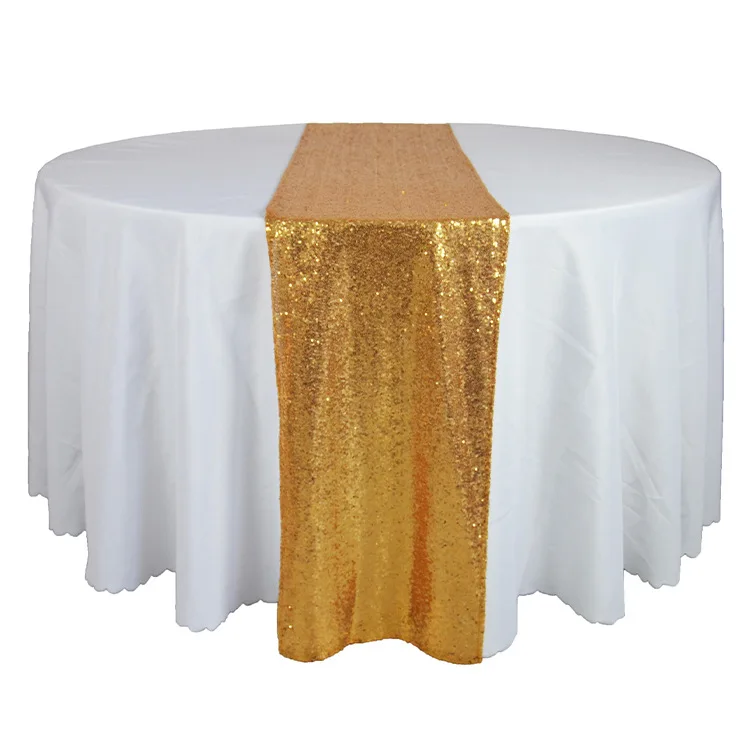Marious 30 275cm Gold Sequin Table Cloth Wedding Runners For Marious 30 275cm Gold Sequin Table Cloth Wedding Runners For Banquet Runner Decoration