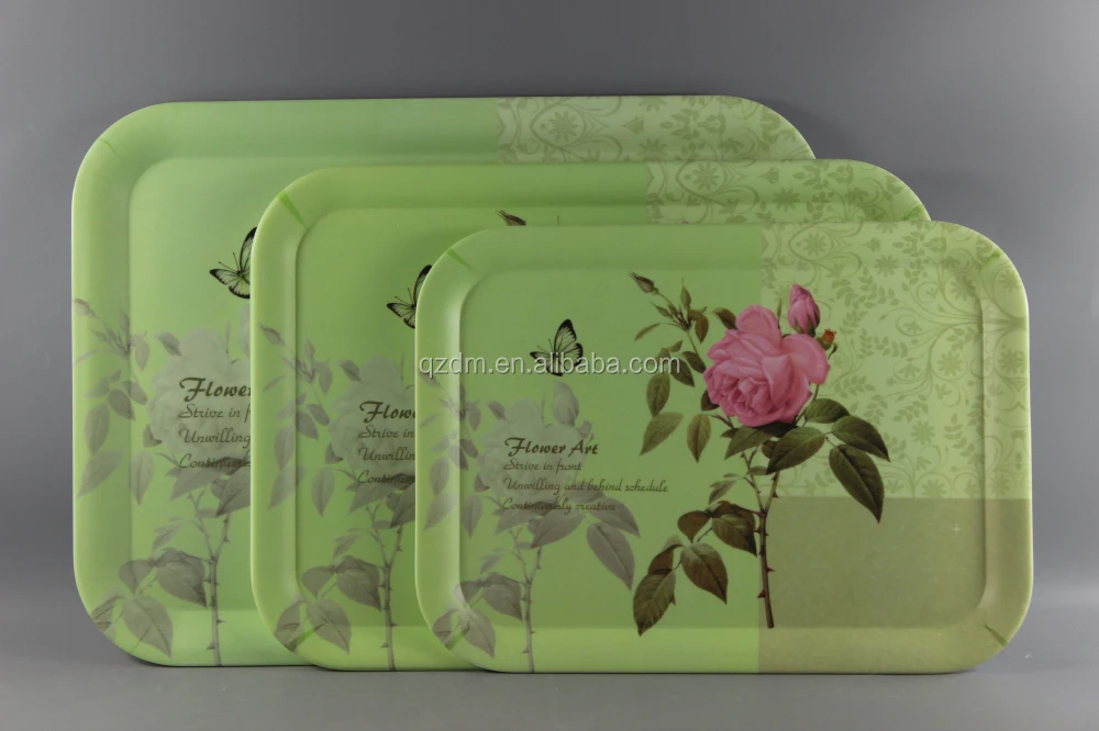 Dull Polish Surface Square Melamine Tray Sets Of 3 PC